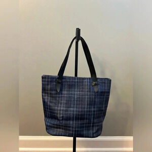 Talbots Woven Navy Leather Handle Mini Bag Made In Italy 🇮🇹